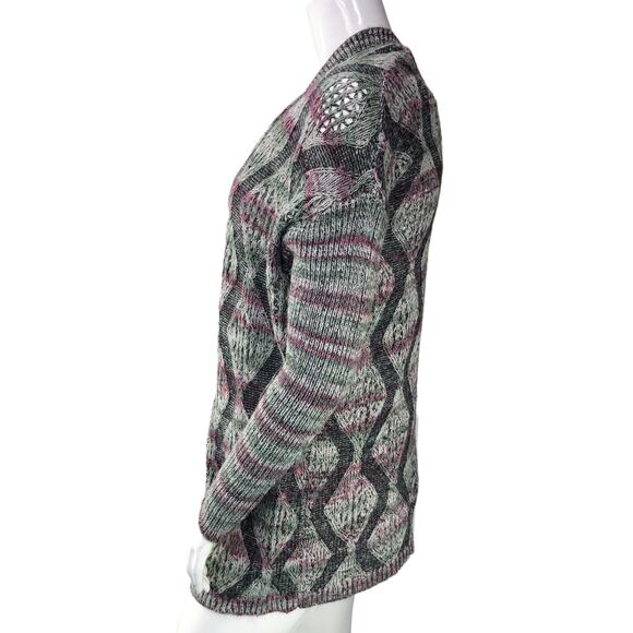Soft Surroundings Womens Size S/M Sweater Cardigan Black Grey Knit Open - Picture 5 of 15